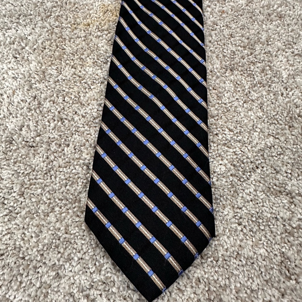 Nautica black and blue striped men’s silk tie
